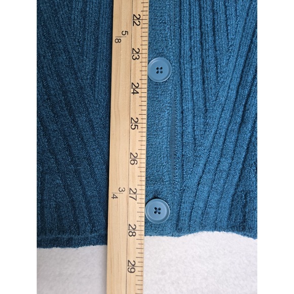 CABI Deco Button Front Cardigan V-Neck Teal Green  Blue L Layer Preppy - Picture 6 of 9